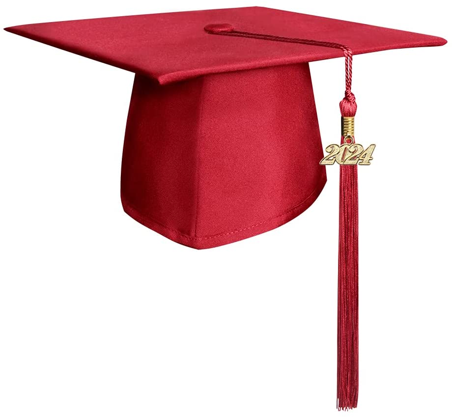 Endea Graduation Matte Cap & Tassel (Red, 2024) 
